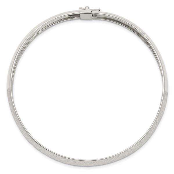 Sterling Silver 8-inch 10.5MM Diamond-cut Flexible Safety Clasp Bangle Bracelet