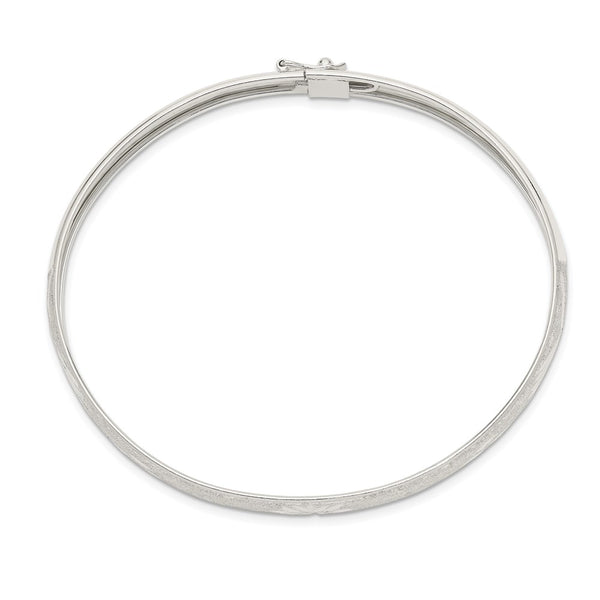 Sterling Silver 7.25-inch 6.5MM Diamond-cut Flexible Bangle Bracelet