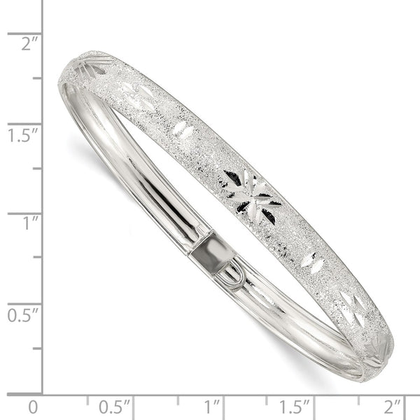 Sterling Silver 7.25-inch 6.5MM Diamond-cut Flexible Bangle Bracelet