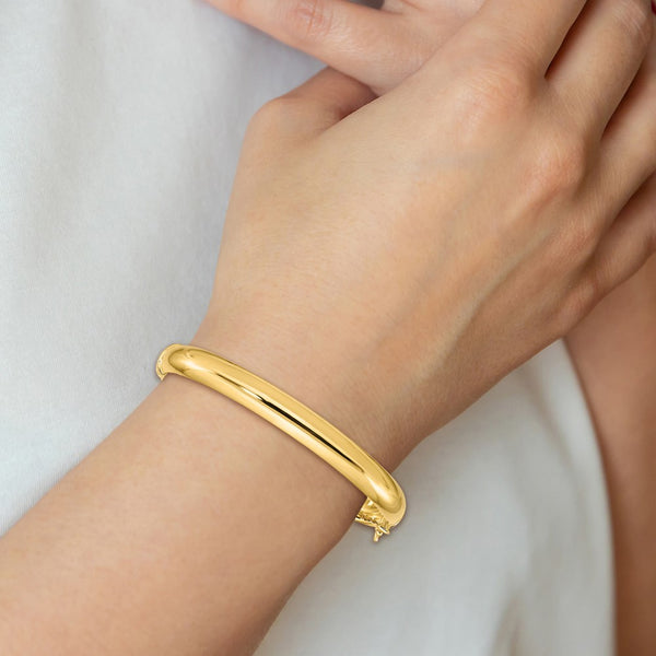 Yellow Gold Plated Sterling Silver 8MM Bangle Bracelet