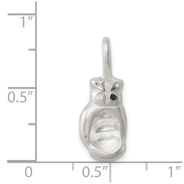Sterling Silver 20X8MM Diamond-cut Three Dimensional Boxing Glove Charm