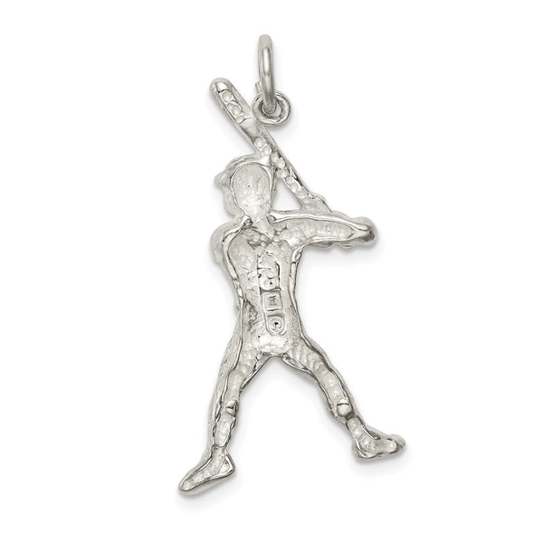 Sterling Silver 32X17MM Baseball Batter Charm