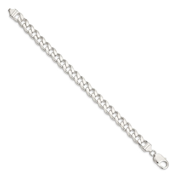 Sterling Silver 8-inch 9MM Lobster Clasp Curb Bracelet