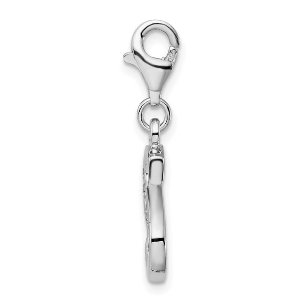 Sterling Silver Cubic Zirconia 12X24MM Lobster Clasp Initial S Charm