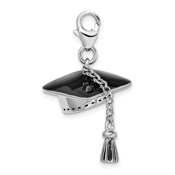 Sterling Silver 34X20MM Graduation Cap Charm