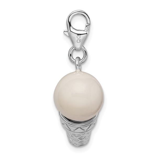 Sterling Silver 36X17MM Ice Cream Cone Charm Pendant. Chain not Included.
