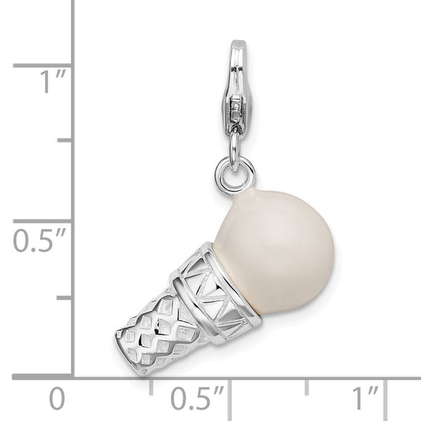 Sterling Silver 36X17MM Ice Cream Cone Charm Pendant. Chain not Included.