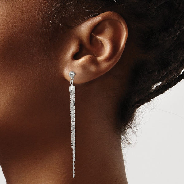 Sterling Silver 72X4MM Fancy Multi-Strand Earrings
