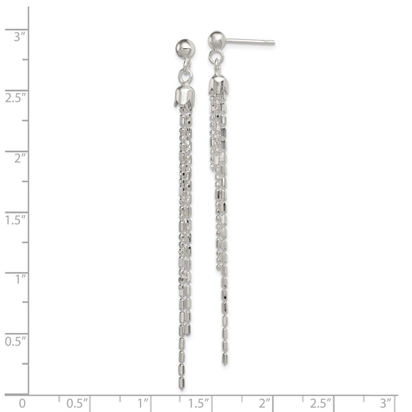 Sterling Silver 72X4MM Fancy Multi-Strand Earrings