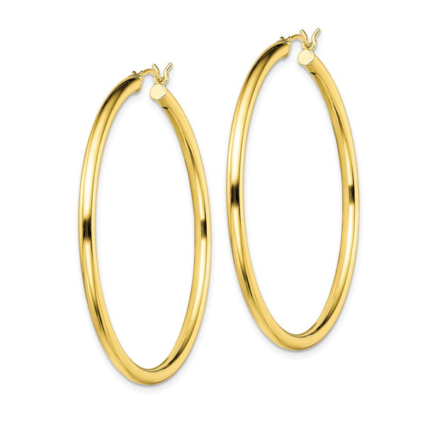 Goldtone Sterling Silver 2X45MM Hoop Earrings