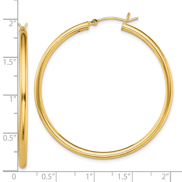 Goldtone Sterling Silver 2X45MM Hoop Earrings