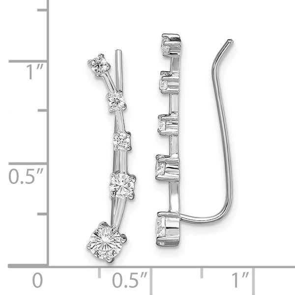 Sterling Silver Cubic Zirconia 4X21MM Ear Climber Earrings