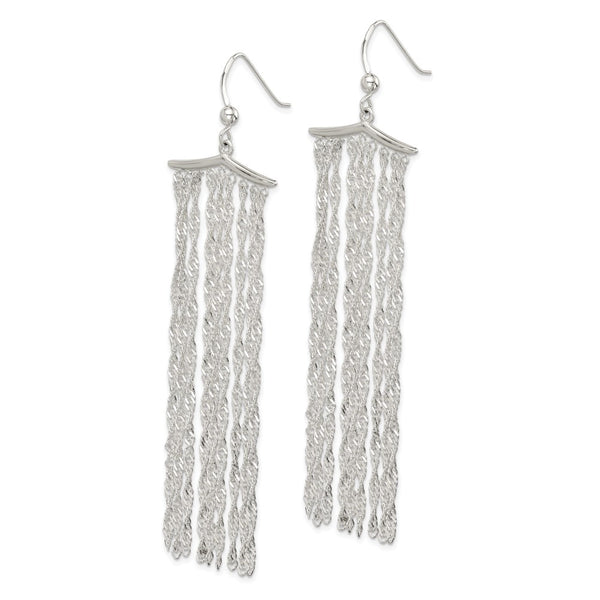 Sterling Silver 80X20MM Multi-Strand Rope Earrings