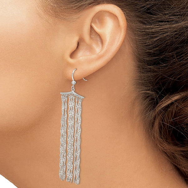 Sterling Silver 80X20MM Multi-Strand Rope Earrings