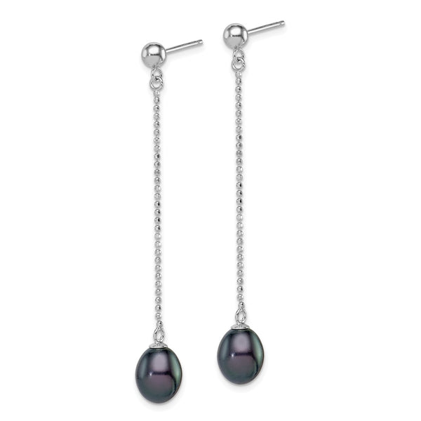 Sterling Silver 7X8MM Pearl Drop & Dangle Earrings