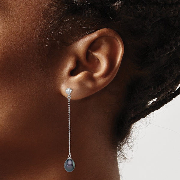 Sterling Silver 7X8MM Pearl Drop & Dangle Earrings