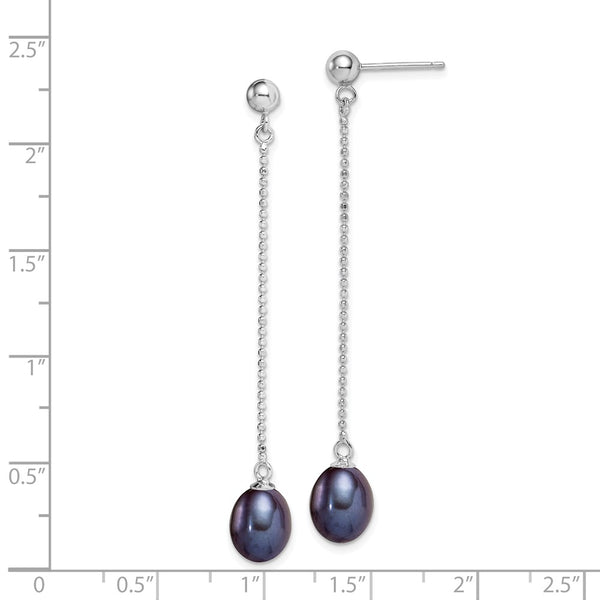 Sterling Silver 7X8MM Pearl Drop & Dangle Earrings