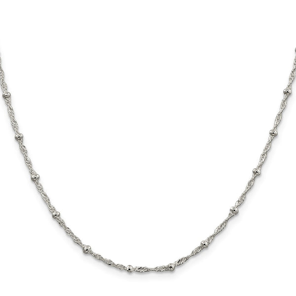 Sterling Silver 24-inch 2.5MM Beaded Singapore Chain