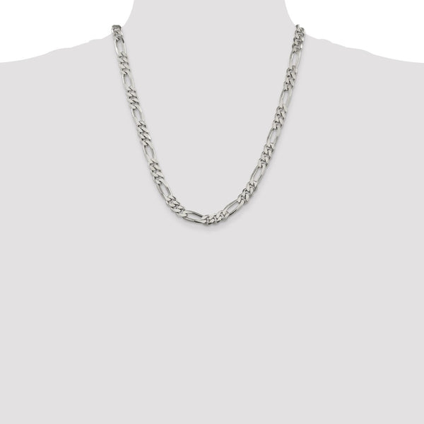 Sterling Silver 22-inch 8MM Lobster Clasp Figaro Chain