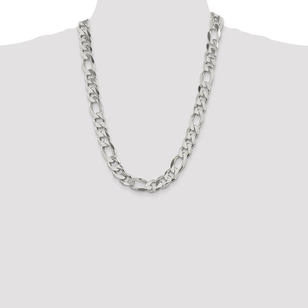 Sterling Silver 24-inch 13.5MM Lobster Clasp Figaro Chain