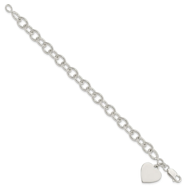 Sterling Silver 8.25-inch 7.5MM Heart Fancy Bracelet