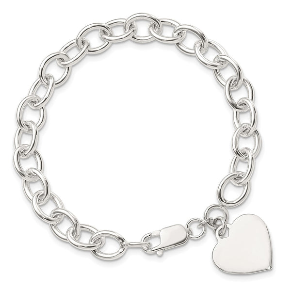 Sterling Silver 8.25-inch 7.5MM Heart Fancy Bracelet