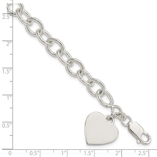 Sterling Silver 8.25-inch 7.5MM Heart Fancy Bracelet