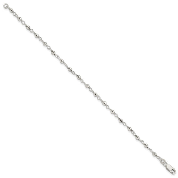 Sterling Silver 7.25-inch 3.25MM Lobster Clasp Beaded Bracelet