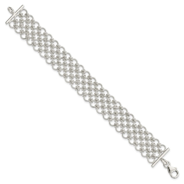 Sterling Silver 7.5-inch 19MM Fancy Lobster Clasp Bracelet