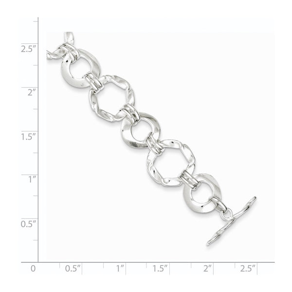 Sterling Silver 7.5-inch 12.5MM Fancy Circle Bracelet