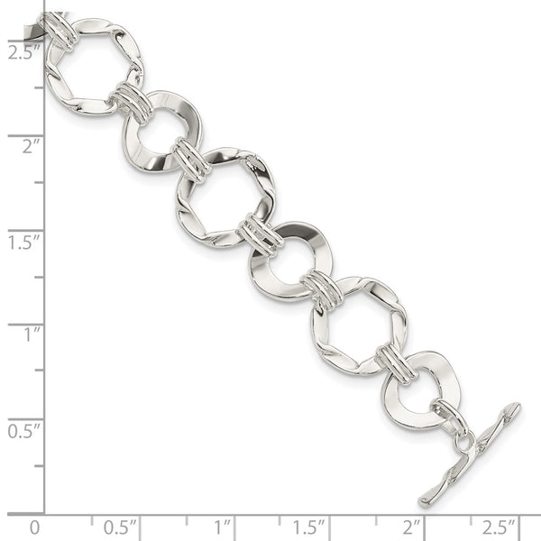 Sterling Silver 7.5-inch 12.5MM Fancy Circle Bracelet