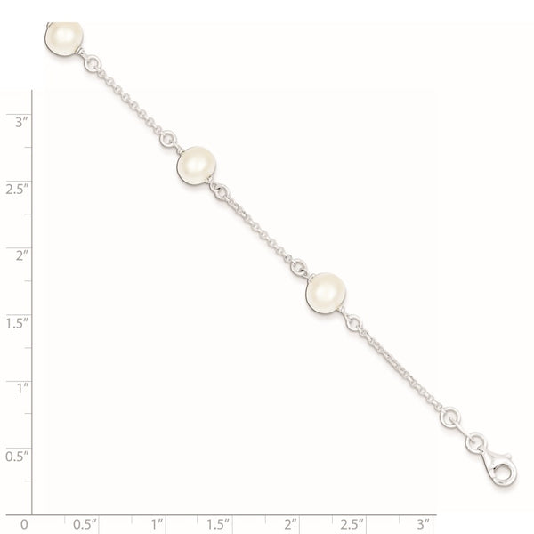 Sterling Silver Pearl 7.25-inch Lobster Clasp Bracelet