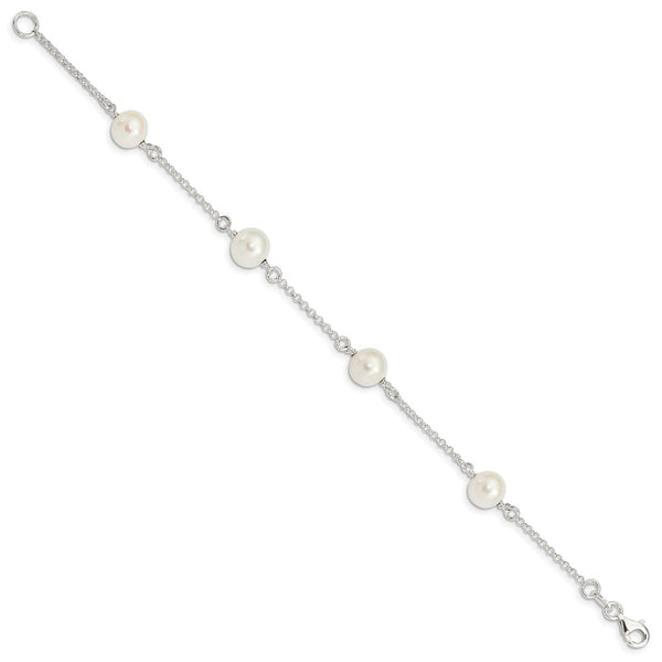 Sterling Silver Pearl 7.25-inch Lobster Clasp Bracelet