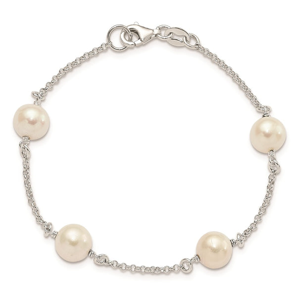 Sterling Silver Pearl 7.25-inch Lobster Clasp Bracelet