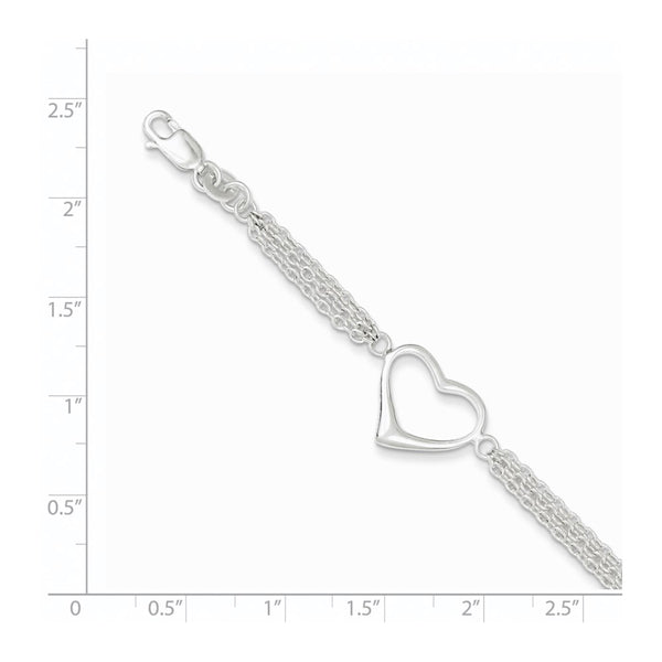 Sterling Silver 7.5-inch 4MM Lobster Clasp Heart Bracelet