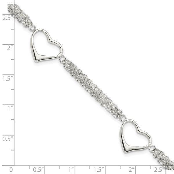 Sterling Silver 7.5-inch 4MM Lobster Clasp Heart Bracelet