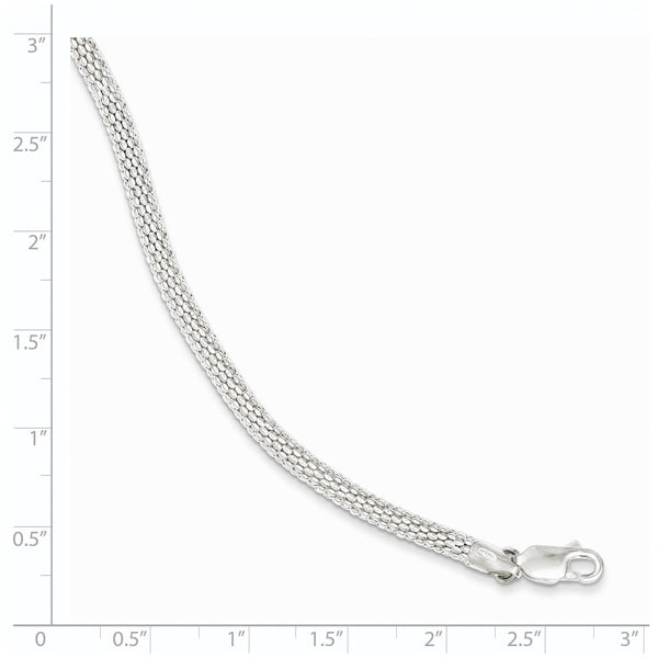 Beaded Impression Style Sterling Silver 7.5-inch Fancy Lobster Clasp Bracelet