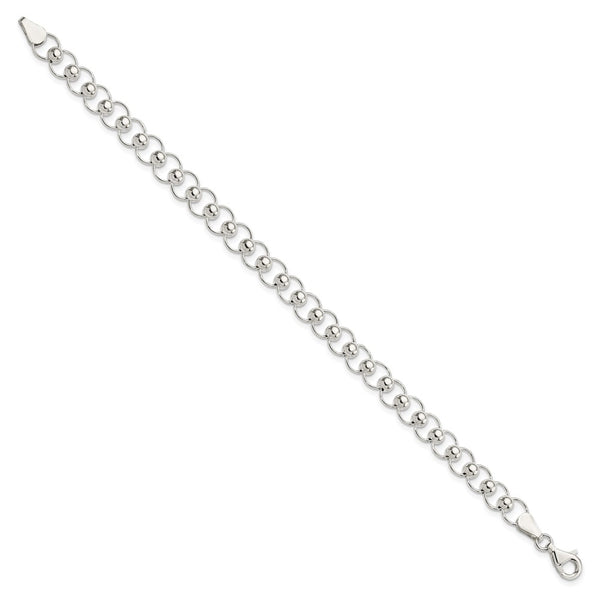Sterling Silver 7.5-inch Fancy Lobster Clasp Beaded Bracelet