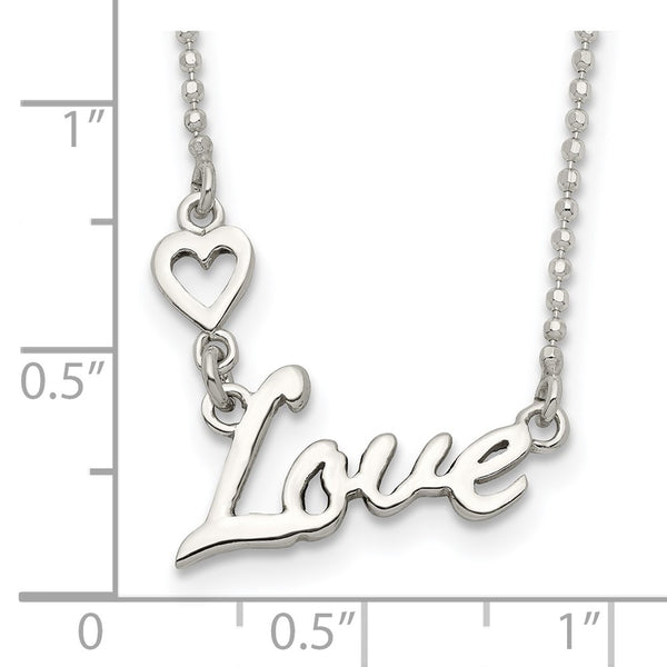Sterling Silver 18-inch Heart Necklace