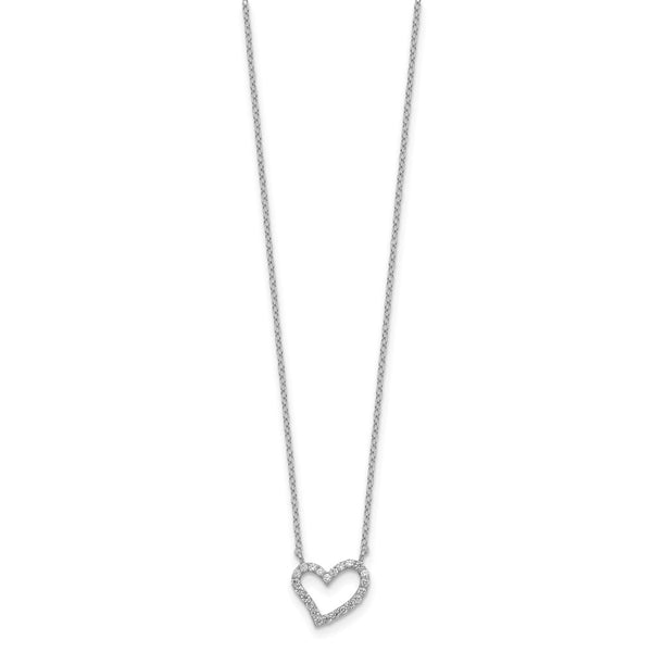 Sterling Silver Cubic Zirconia 18-inch Heart Necklace
