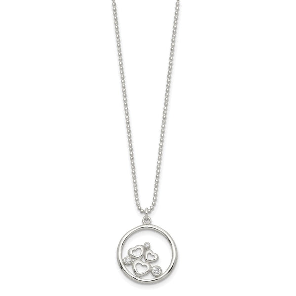 Cluster Hearts Sterling Silver Heart Necklace