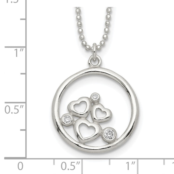 Cluster Hearts Sterling Silver Heart Necklace