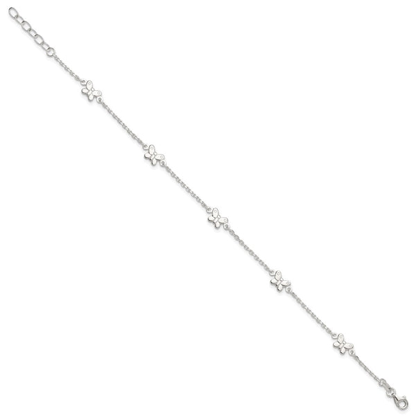 Sterling Silver 10-inch Butterfly Anklet