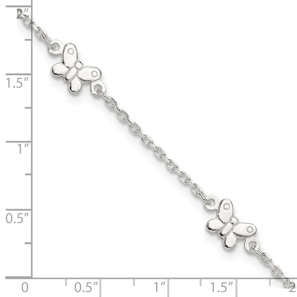 Sterling Silver 10-inch Butterfly Anklet