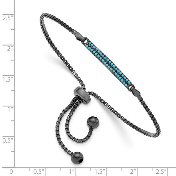 Black Rhodium Plated Sterling Silver Bolo Howlite Bracelet