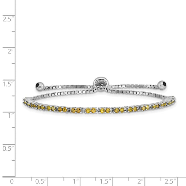 Sterling Silver Cubic Zirconia Bolo Birthstone Bracelet