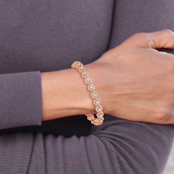 Sterling Silver Round Cubic Zirconia 10-inch Bolo Bracelet