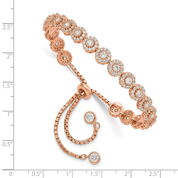 Sterling Silver Round Cubic Zirconia 10-inch Bolo Bracelet