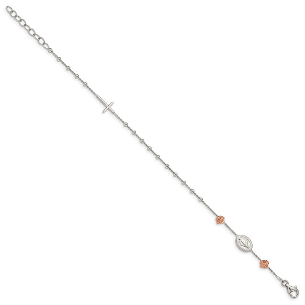 Sterling Silver 8-inch Religious Bracelet