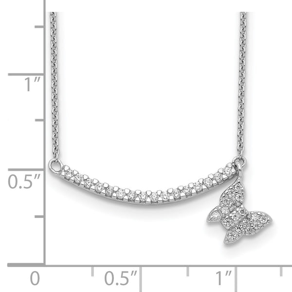 Sterling Silver Cubic Zirconia 17.5-inch Butterfly Necklace